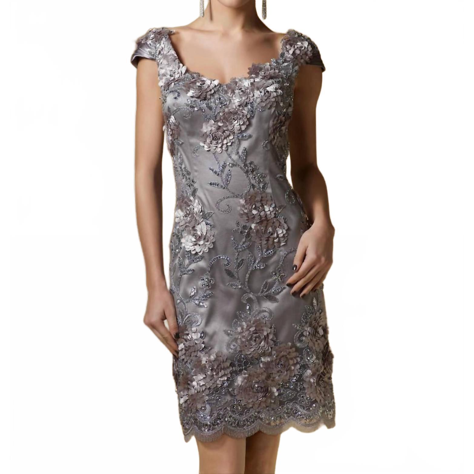 New Rina Di Montella Cocktail Mini Dress In Silver